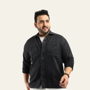 Fabric Lorenzo Sulphur Black Plus Size Shirt