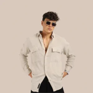 Fabric Lucas Double Clothe Light Khaki Full Sleeve Shirt