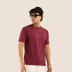 Maroon Cotton Slim Fit T-Shirt
