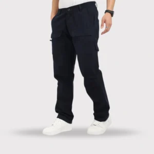 Riverside Navy Blue Cotton Plus Size Cargo