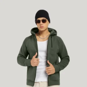 Wayfarer Green Velvet Zipper Hoodie